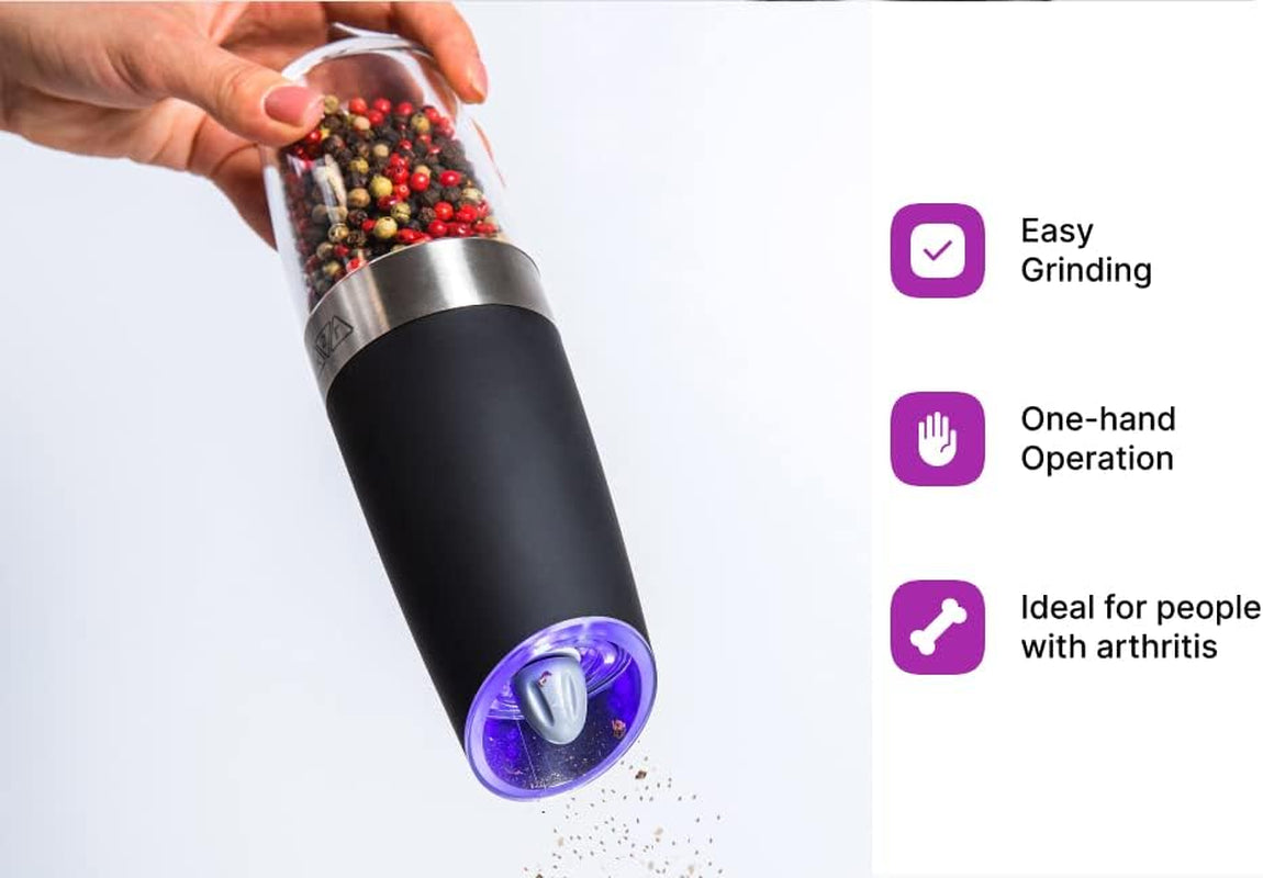 Elevate Your Dining Experience with the KSL Gravity Electric Salt and Pepper Grinder Set - Perfect Holiday Gift with Adjustable Coarseness and Modern Design