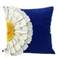 Handmade 3D Half Sunflower Cotton Canvas Decorative Throw Pillow Cover 18"W X 18"L - Navy Blue Floral Cushion Case for Couch, Bedroom and Living Room Décor