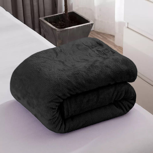 Full Size Black Extra Soft Cozy Microfiber Throw Blanket – Warm & Lightweight Comfort