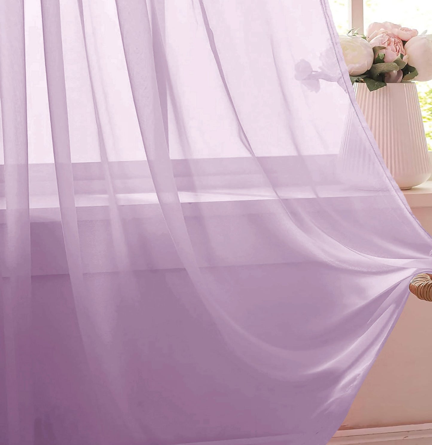 63" Inches 2-Panel Sheer Voile Curtain Set – Light Filtering Window Panels