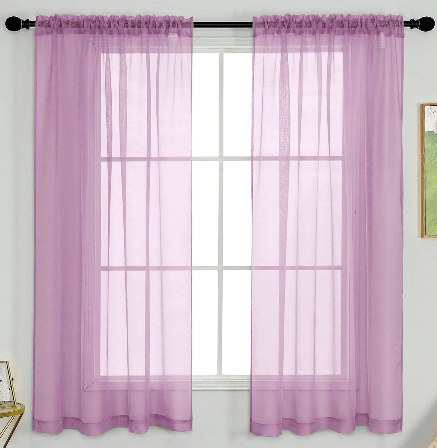 63" Inches 2-Panel Sheer Voile Curtain Set – Light Filtering Window Panels