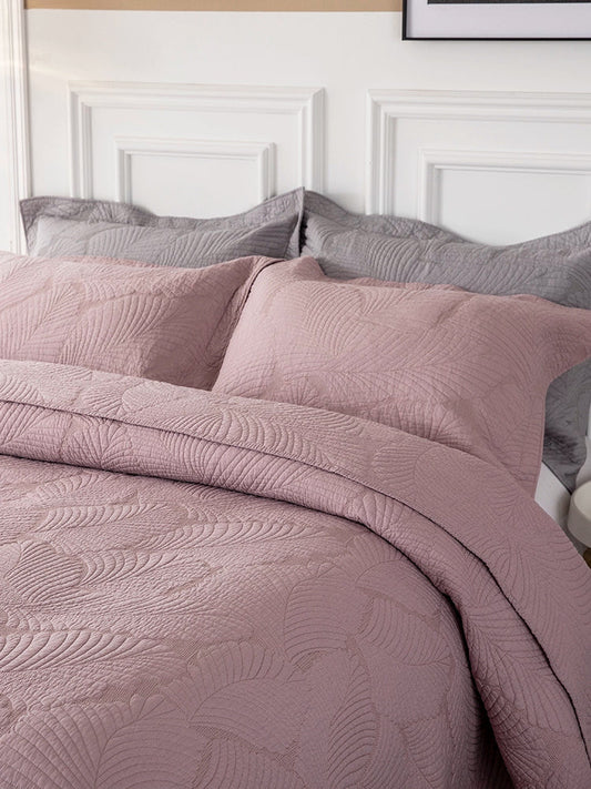 Luxury Palm Leaf Embroidered Cotton Bedspread – Soft, Elegant & Reversible LUXHOME