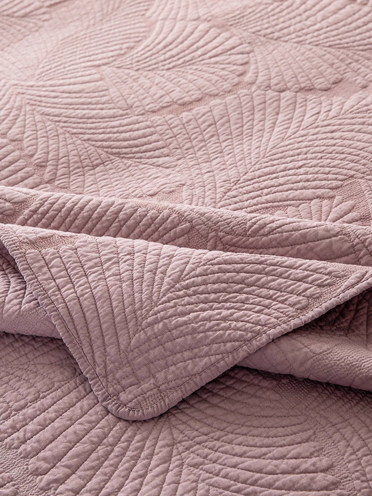 Luxury Palm Leaf Embroidered Cotton Bedspread – Soft, Elegant & Reversible LUXHOME