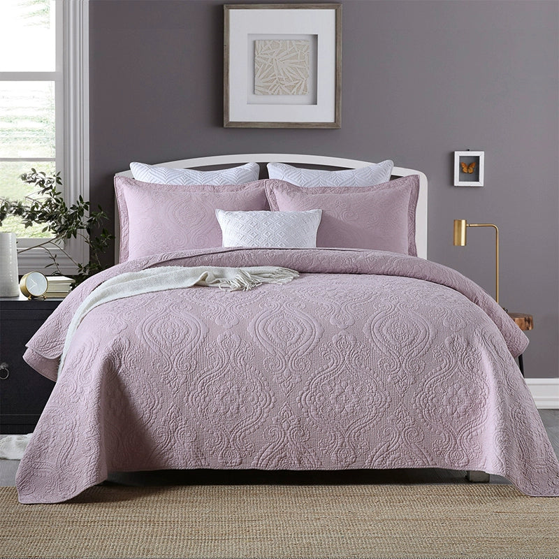 Luxury Palm Leaf Embroidered Cotton Bedspread – Soft, Elegant & Reversible LUXHOME