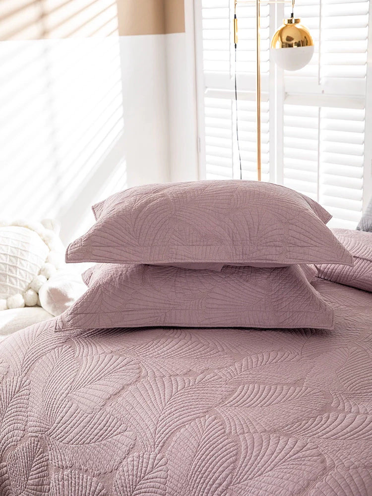 Luxury Palm Leaf Embroidered Cotton Bedspread – Soft, Elegant & Reversible LUXHOME