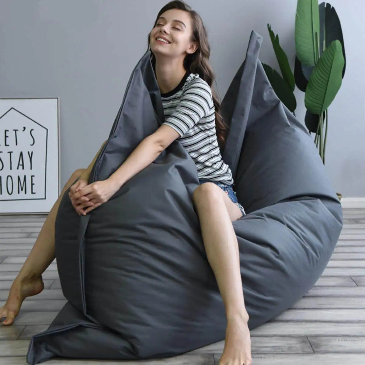 Giant Waterproof Bean Bag Floor Cushion, Polyester Pillow, Garden, Indoor and Outdoor XXXL, No Filler LUXHOME