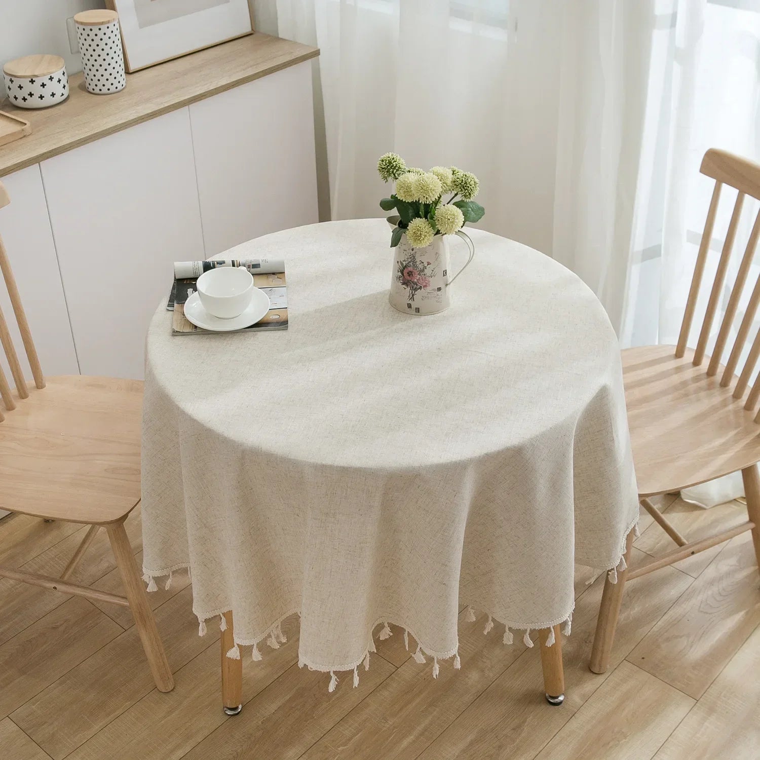 Plaid Cotton Linen Round Tablecloth – Elegant Dining & Entertaining Déco LUXHOME