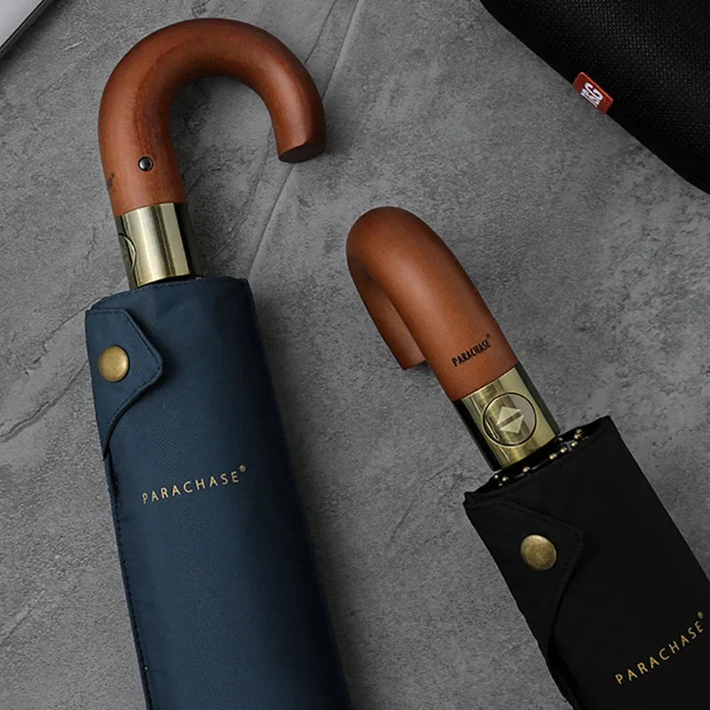 Luxury Wooden Handle Windproof Umbrella – Automatic, Durable & Stylish LUXHOME