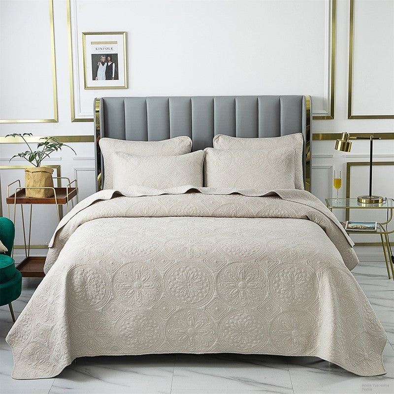 Luxury Palm Leaf Embroidered Cotton Bedspread – Soft, Elegant & Reversible LUXHOME