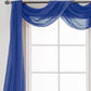 Navy Sheer Window Scarf Valance Topper – Extra Long Decorative Draping Accent