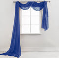 Navy Sheer Window Scarf Valance Topper – Extra Long Decorative Draping Accent