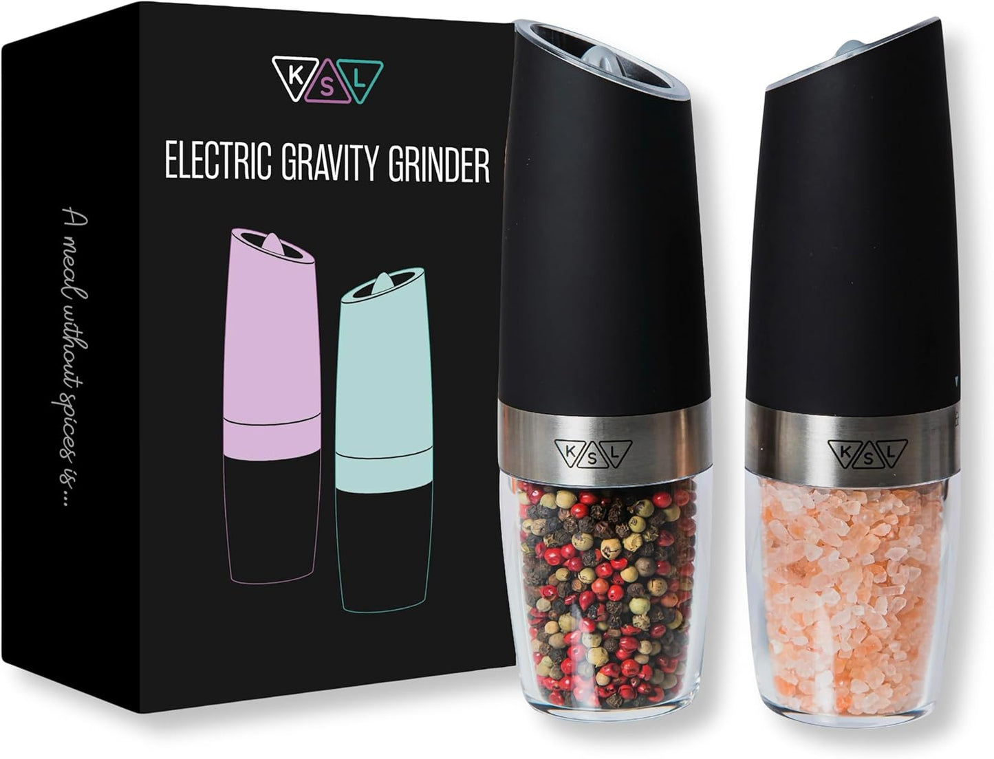 Elevate Your Dining Experience with the KSL Gravity Electric Salt and Pepper Grinder Set - Perfect Holiday Gift with Adjustable Coarseness and Modern Design