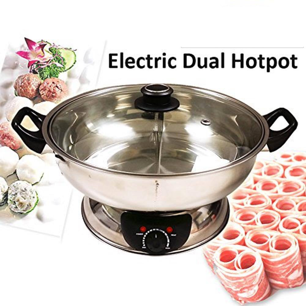 Elevate Your Dining Experience with the Shabu 7.75-Inch Stainless Steel Electric Wok and Mongolian Hot Pot - Featuring a Broiler for Perfectly Cooked Meals