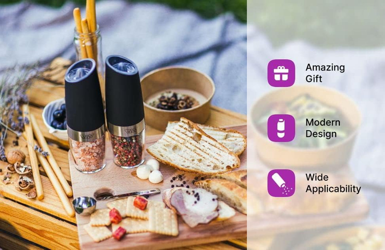 Elevate Your Dining Experience with the KSL Gravity Electric Salt and Pepper Grinder Set - Perfect Holiday Gift with Adjustable Coarseness and Modern Design