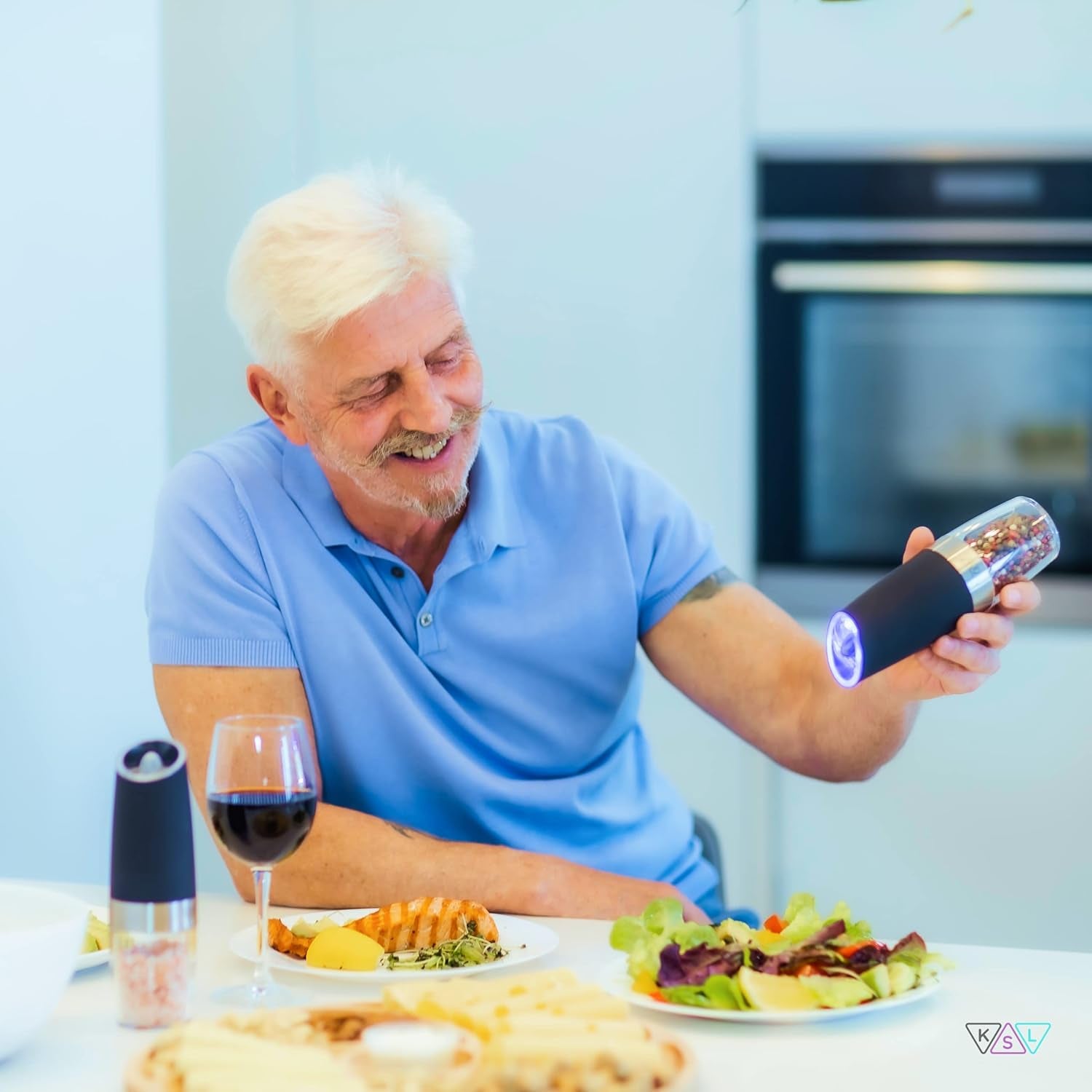 Elevate Your Dining Experience with the KSL Gravity Electric Salt and Pepper Grinder Set - Perfect Holiday Gift with Adjustable Coarseness and Modern Design