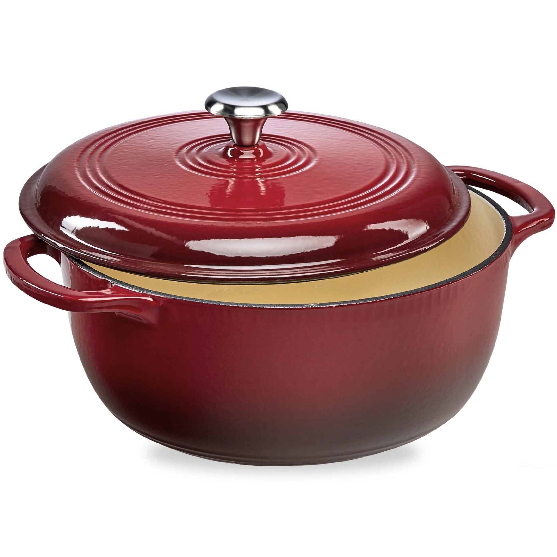 Experience Culinary Excellence with Our 6-Quart Heavy-Duty Enamel Cast-Iron Dutch Oven in Vibrant Red - Perfect for Family Feasts!