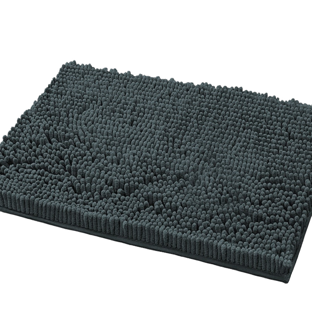 30" x 20" Plush Chenille Bath Mat – Soft & Absorbent Bathroom Rug, Charcoal Grey