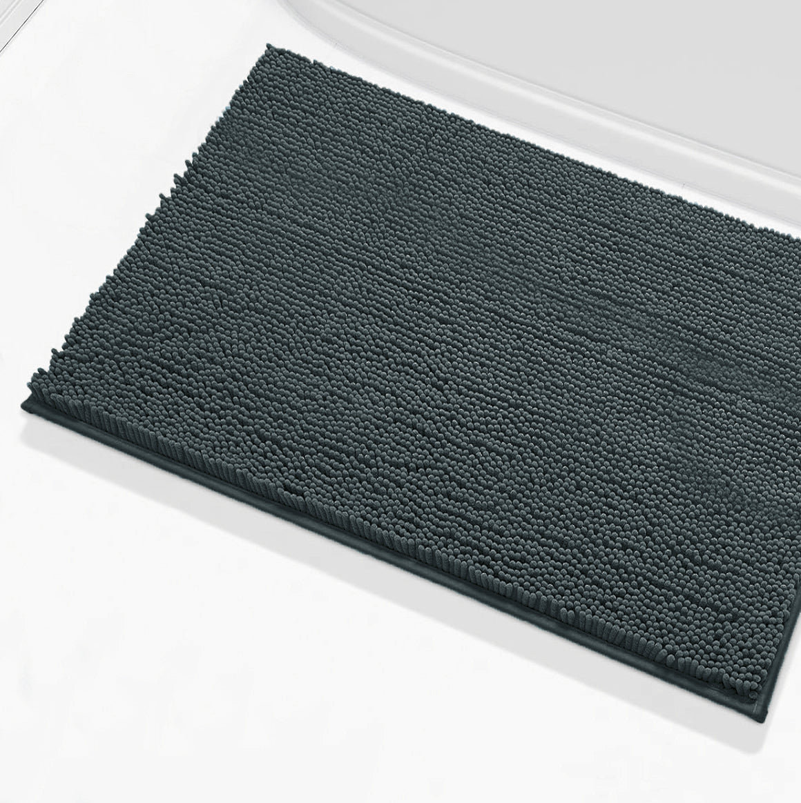 30" x 20" Plush Chenille Bath Mat – Soft & Absorbent Bathroom Rug, Charcoal Grey