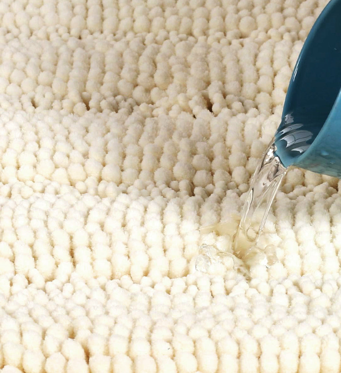 2 Piece Set Cream Soft Cozy Plush Chenille Bath Mat Bathroom Rug Homemartgoods