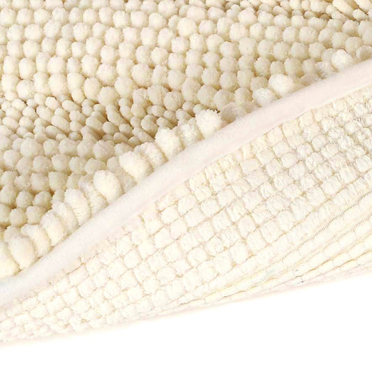 2 Piece Set Cream Soft Cozy Plush Chenille Bath Mat Bathroom Rug Homemartgoods