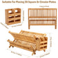 Stylish Bamboo Dish Drying Rack with Utensil Holder - 2-Tier Collapsible Wooden Drainer for Efficient Kitchen Organization