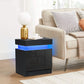 Elevate Your Space with Our Modern High Gloss LED Nightstand Set - Stylish Black Bedside Tables with 2 Drawers and RGB Lighting