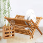 Stylish Bamboo Dish Drying Rack with Utensil Holder - 2-Tier Collapsible Wooden Drainer for Efficient Kitchen Organization