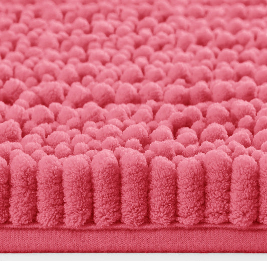 Hot Pink Plush Chenille Bath Mat – Soft, Absorbent & Non-Slip Bathroom Rug