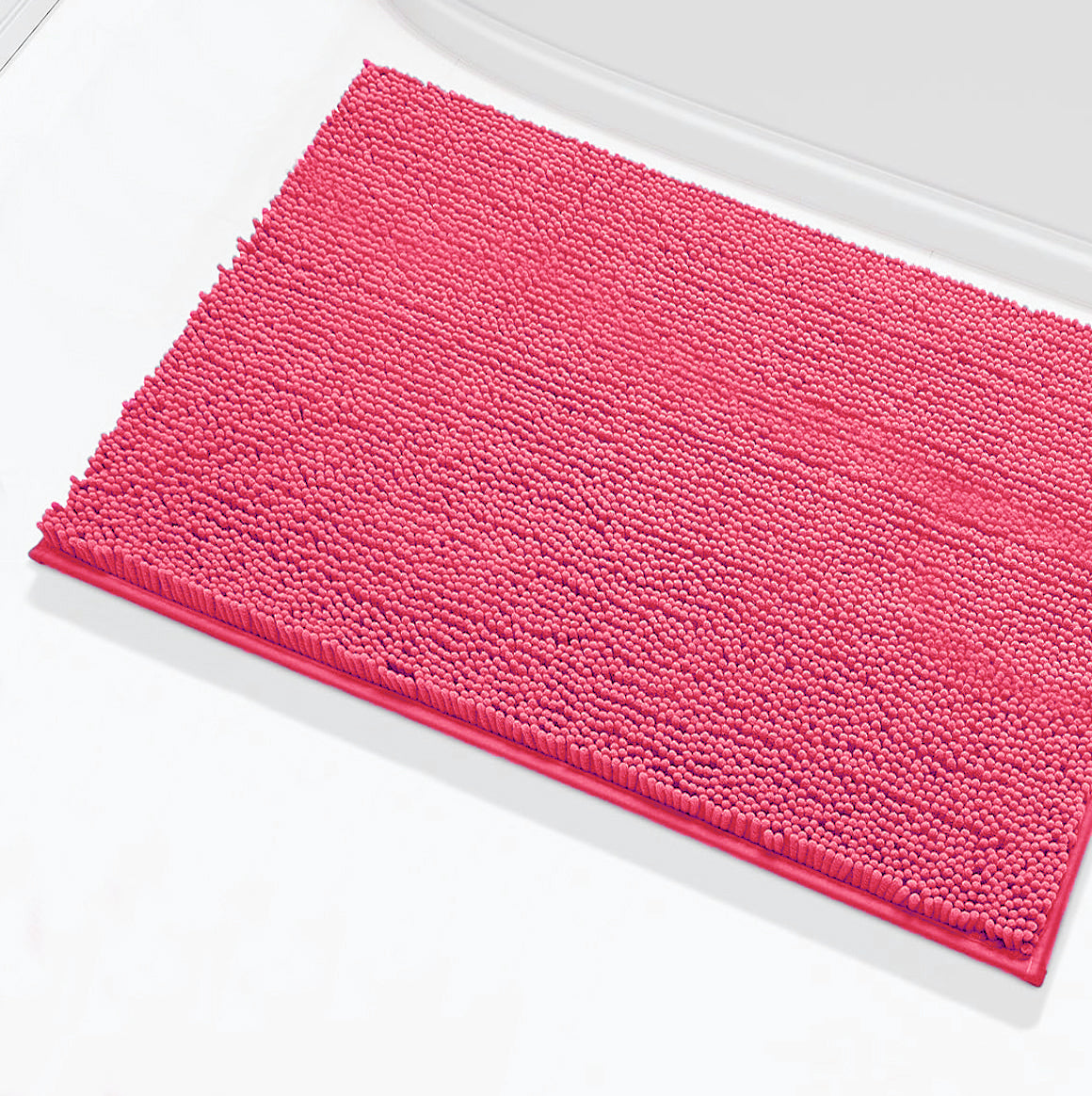 Hot Pink Plush Chenille Bath Mat – Soft, Absorbent & Non-Slip Bathroom Rug