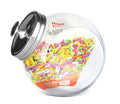 Home Basics Round Glass Candy Storage Jar with Stainless Steel Lid – Clear Kitchen Organizer