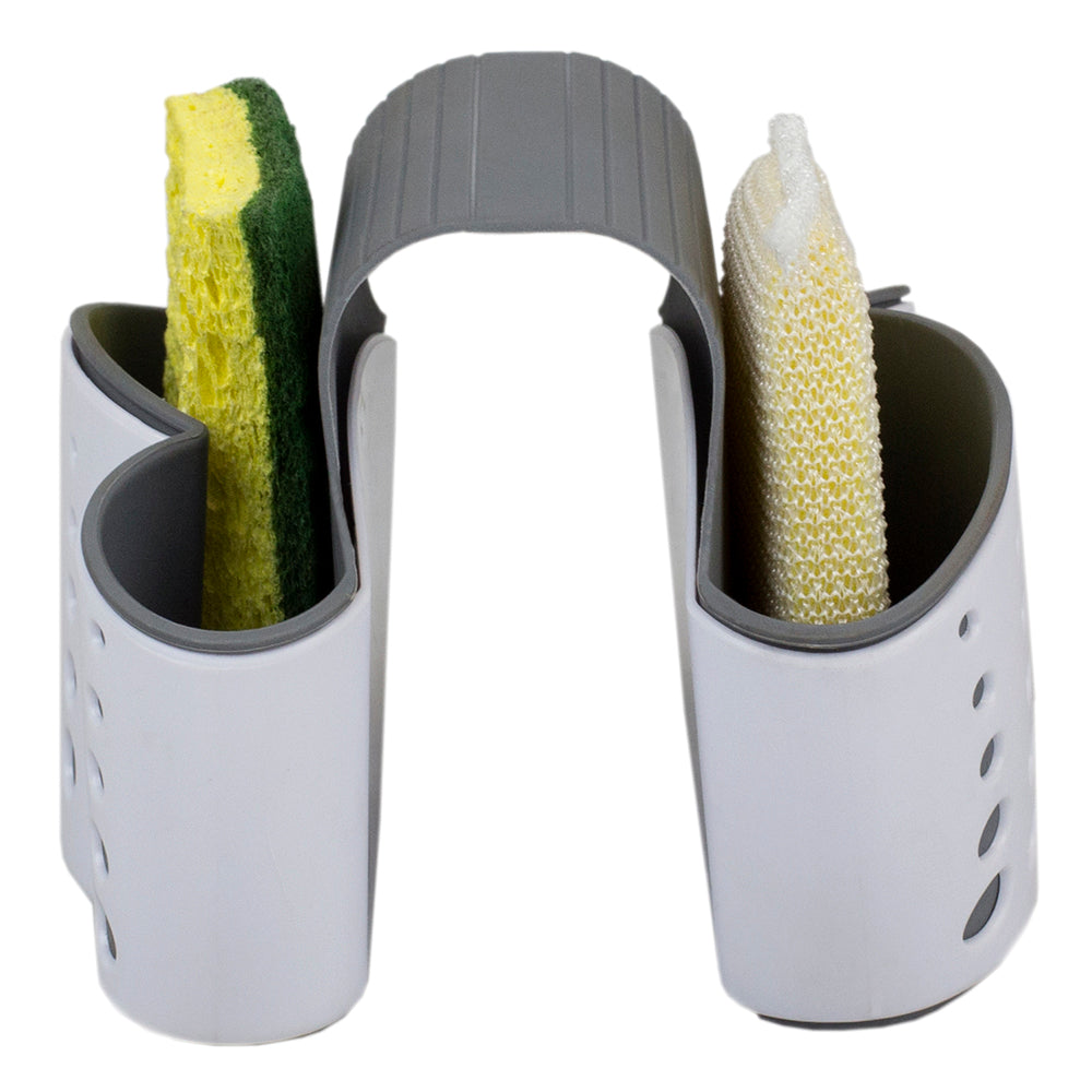 Home Basics Draining Dual Sink Saddle – Kitchen Sponge & Brush Organizer