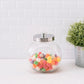 Home Basics Round Glass Candy Storage Jar with Stainless Steel Lid – Clear Kitchen Organizer
