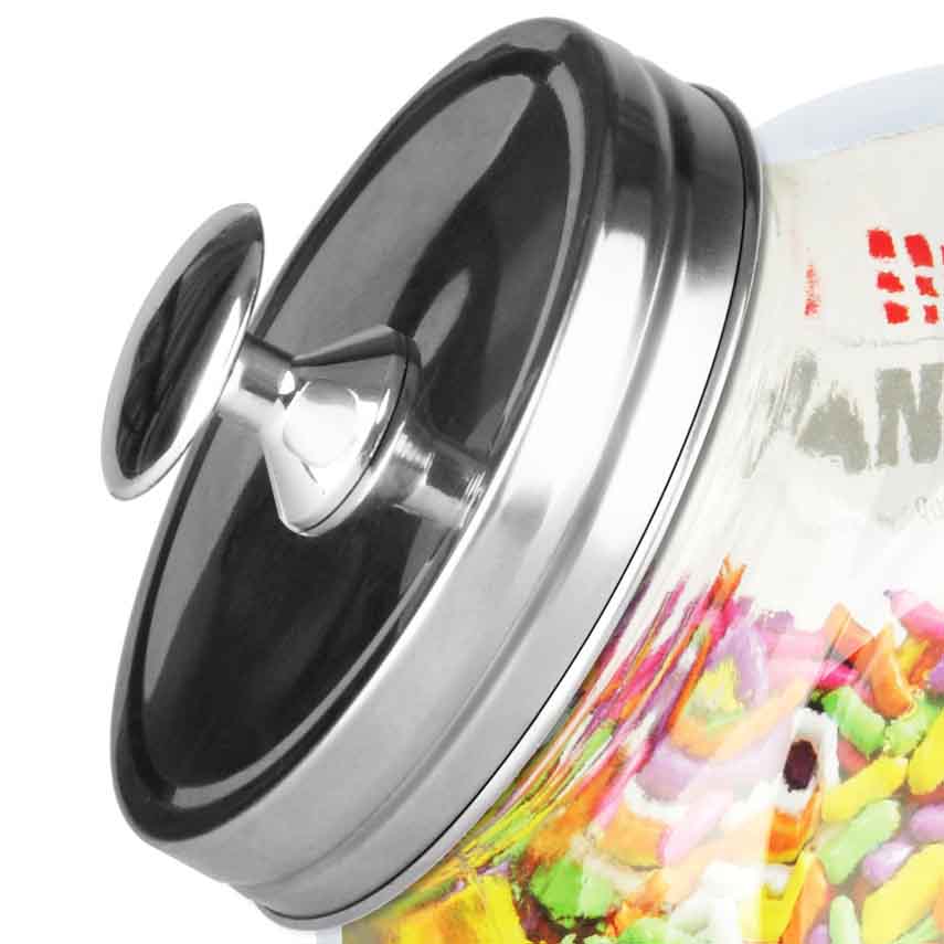 Home Basics Round Glass Candy Storage Jar with Stainless Steel Lid – Clear Kitchen Organizer