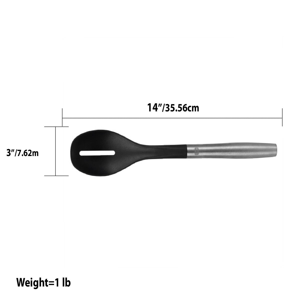 Home Basics MESA 13" Scratch-Resistant Nylon Slotted Spoon with Stainless Steel Handle – Black/Silver