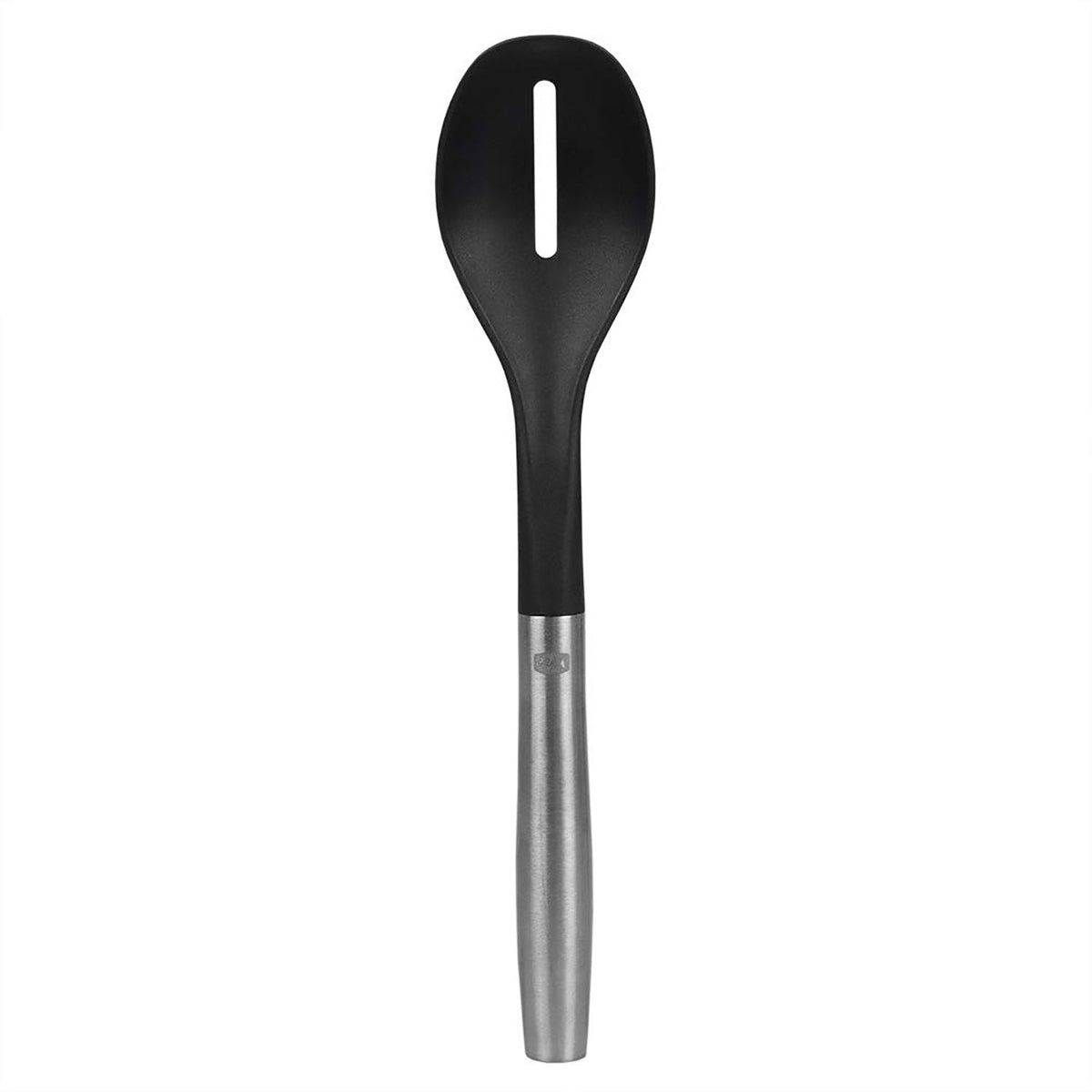 Home Basics MESA 13" Scratch-Resistant Nylon Slotted Spoon with Stainless Steel Handle – Black/Silver