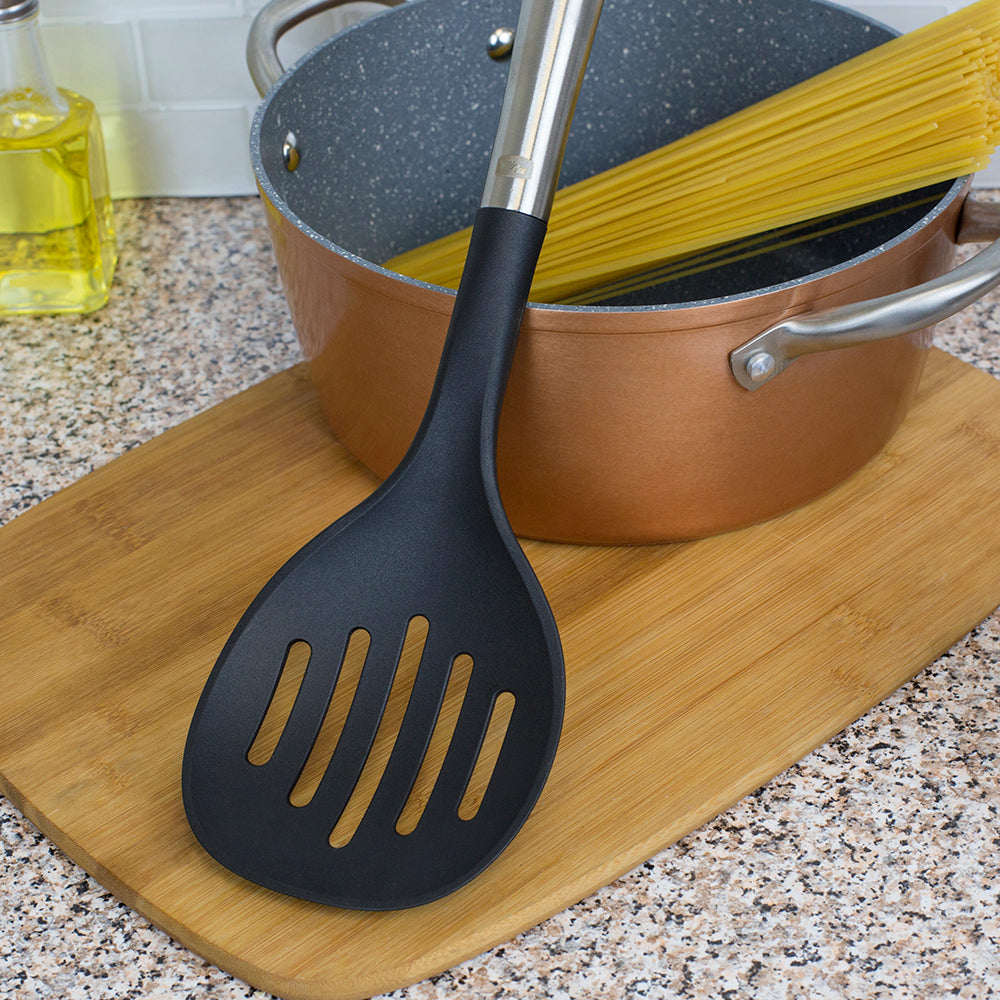 Home Basics MESA Nylon Skimmer – Scratch-Resistant Cooking Strainer, 13"