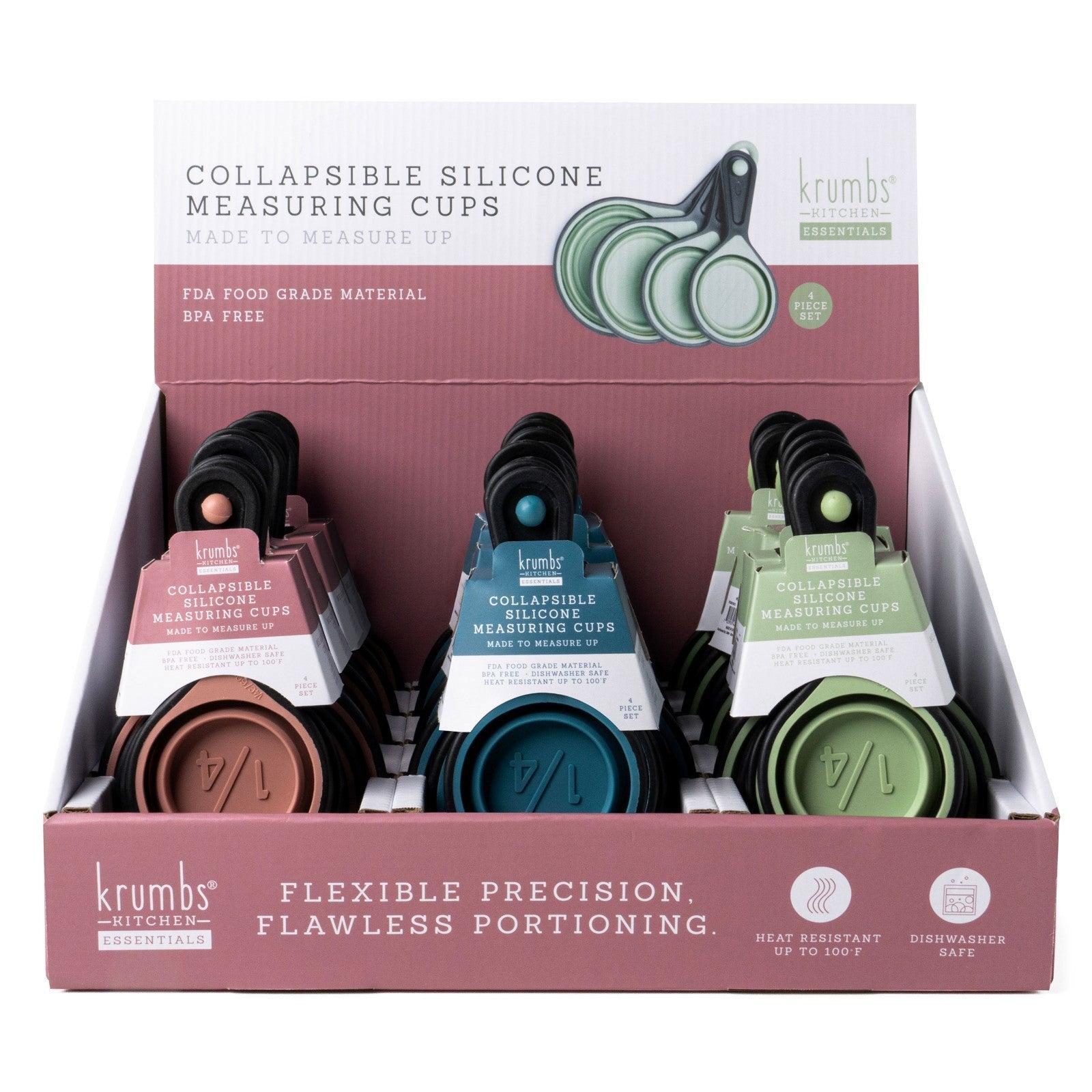 Collapsible Silicone Measuring Cups – Space-Saving & Easy to Use (Set of 4) Mitten Makers Market