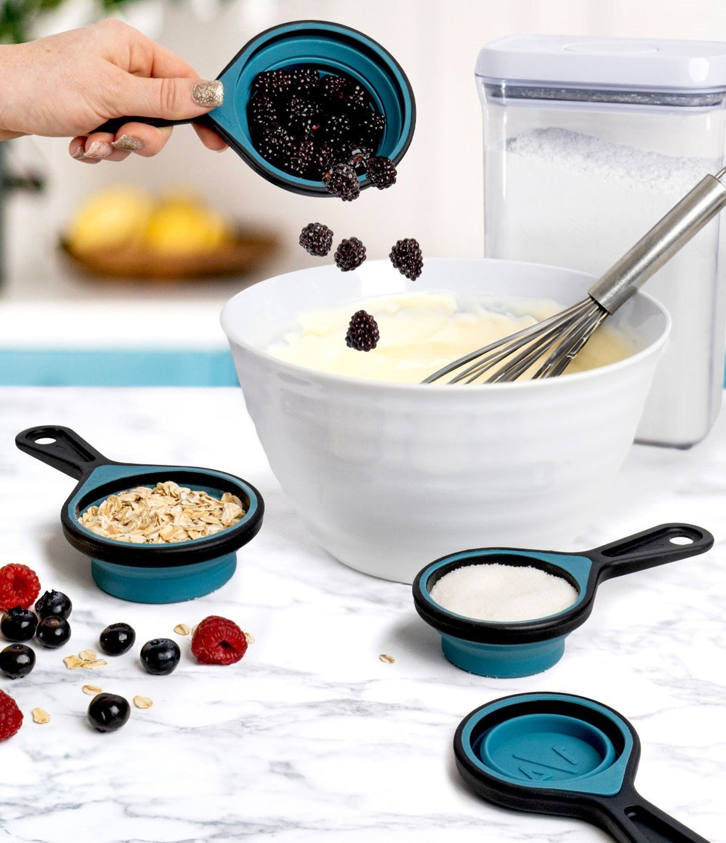 Collapsible Silicone Measuring Cups – Space-Saving & Easy to Use (Set of 4) Mitten Makers Market