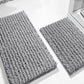 2-Piece Plush Chenille Bath Mat Set – Soft & Absorbent Bathroom Rugs, Light Grey