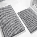 2-Piece Plush Chenille Bath Mat Set – Soft & Absorbent Bathroom Rugs, Light Grey