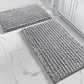 2-Piece Plush Chenille Bath Mat Set – Soft & Absorbent Bathroom Rugs, Light Grey