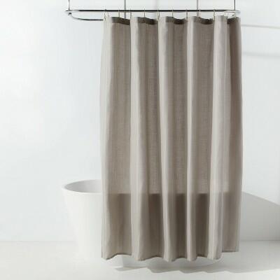 Room Essentials Herringbone Fabric Shower Curtain Gray 72x72 Deal US
