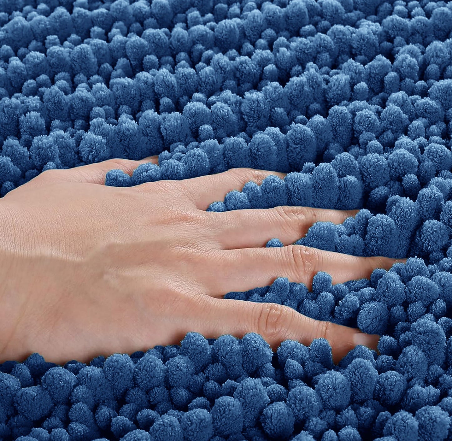 2-Piece Blue Plush Chenille Bath Mat Set – Soft, Absorbent & Non-Slip Bathroom Rugs