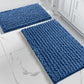 2-Piece Blue Plush Chenille Bath Mat Set – Soft, Absorbent & Non-Slip Bathroom Rugs
