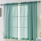 Teal Sheer Window Curtain Set – 63" Rod Pocket Panels (Set of 2)