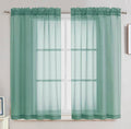 Teal Sheer Window Curtain Set – 63" Rod Pocket Panels (Set of 2)