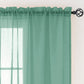 Teal Sheer Window Curtain Set – 63" Rod Pocket Panels (Set of 2)