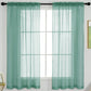 Teal Sheer Window Curtain Set – 63" Rod Pocket Panels (Set of 2)