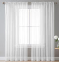 White Sheer Window Curtain Set – 63" Rod Pocket Panels (Set of 2)